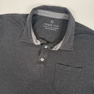 Free Fly Bamboo Flex Polo Shirt Mens L Gray Soft Casual Short Sleeve Performance